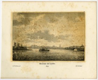 Antique Print-LEIDEN-TREKSCHUIT-SHIP-LANDSCAPE-Howen-Madou-Jobard-1825