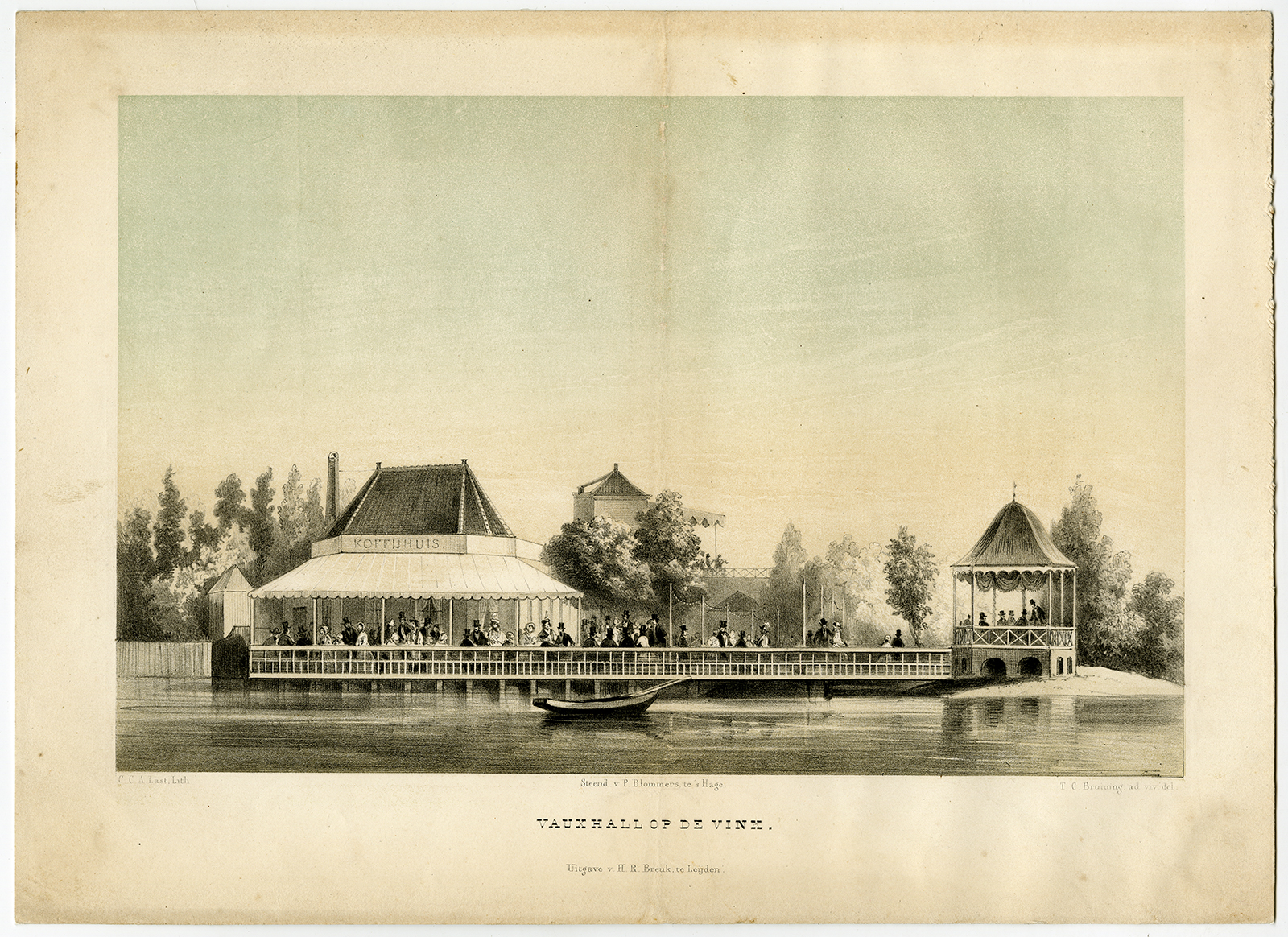 , Antique Print-COFFEEHOUSE-VAUXHALL-VINK-LEIDEN-Bruining-Last-1855, Pictura Antique Prints