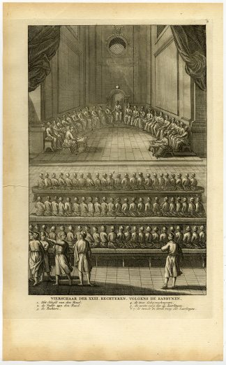Antique Print-RELIGIOUS-JUDAICA-TRIBUNAL-COURT-RABBI-Calmet-1725
