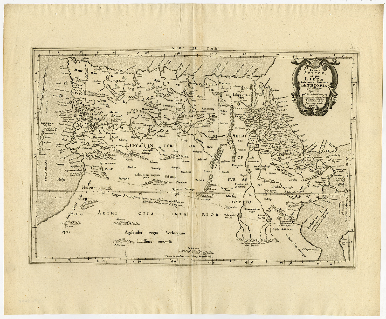 , Antique Map-NORTH AFRICA-LYBIA-EGYPT-ETHIOPIA-Ptolemy-Mercator-1698, Pictura Antique Prints