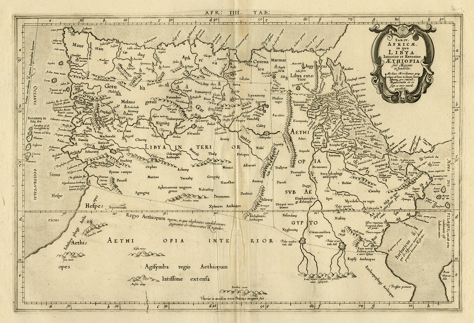 , Antique Map-NORTH AFRICA-LYBIA-EGYPT-ETHIOPIA-Ptolemy-Mercator-1698, Pictura Antique Prints