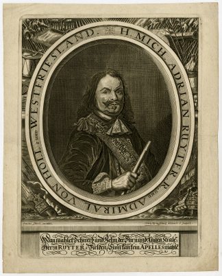 Rare Antique Print-PORTRAIT-MICHIEL ADRIAENSZOON DE RUYTER-Schurtz-ca.1675