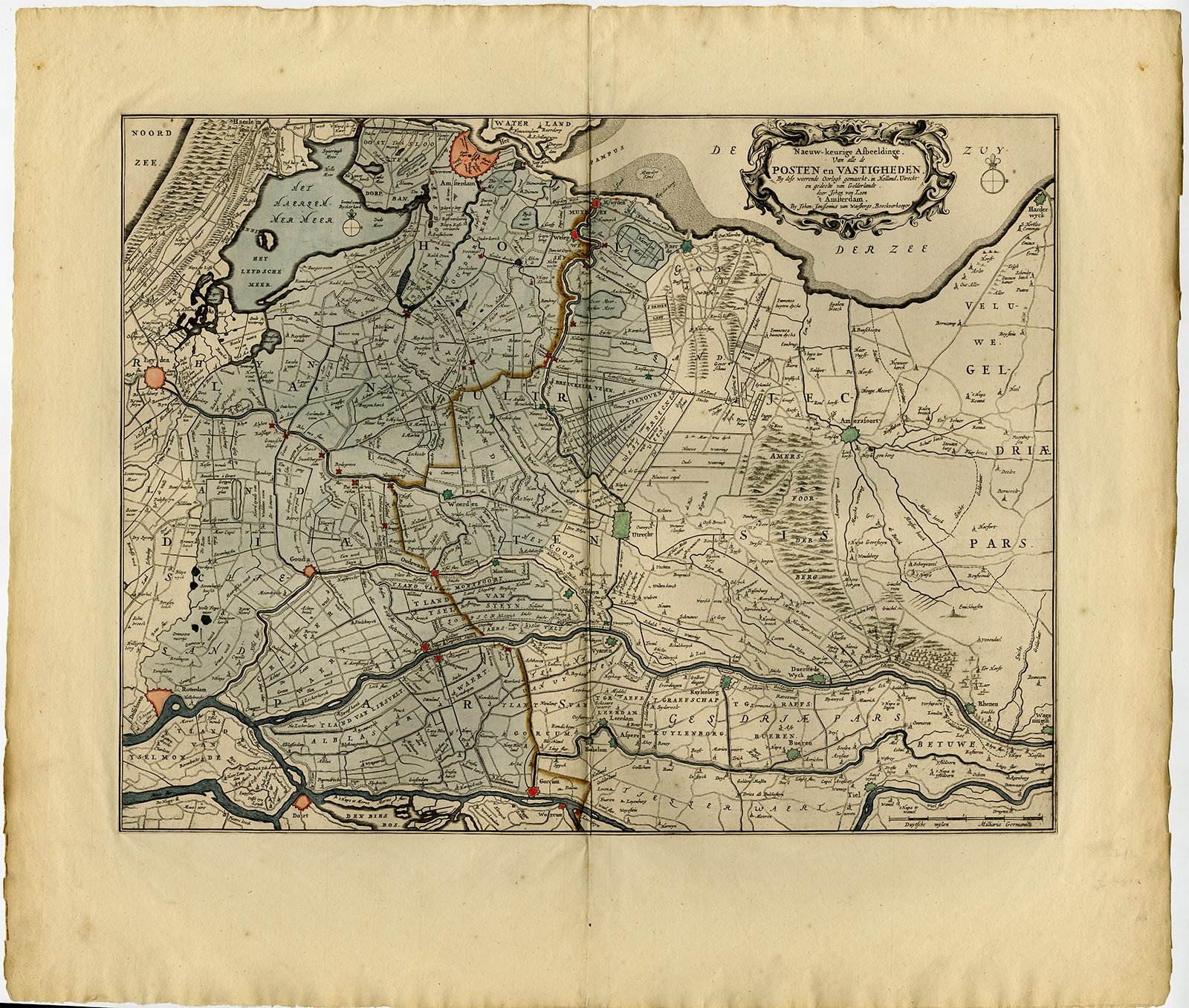 , Rare Antique Map-UTRECHT-HOLLAND-van Loon-Janssonius van Waesberge-c.1674, Pictura Antique Prints