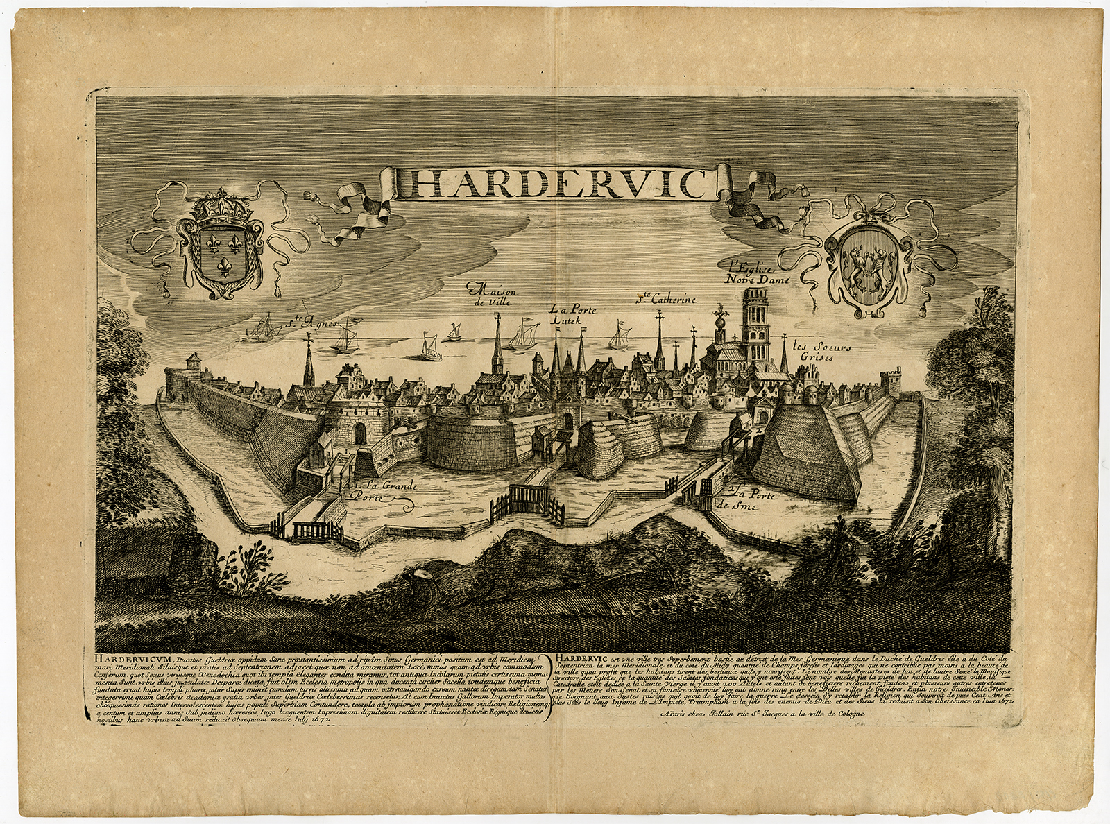 , Rare Antique Print-HARDERWIJK-HARDERVIC-NETHERLANDS-Jollain-1672, Pictura Antique Prints