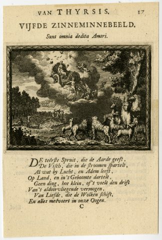 Antique Print-EMBLEM-LOVE-CLOUD-ANIMAL-PL. 5-Mylius-1702