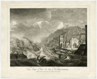 Antique Master Print-SEA-SHIP-STORM-HARBOR-PORT-Maleuvre-ca. 1780