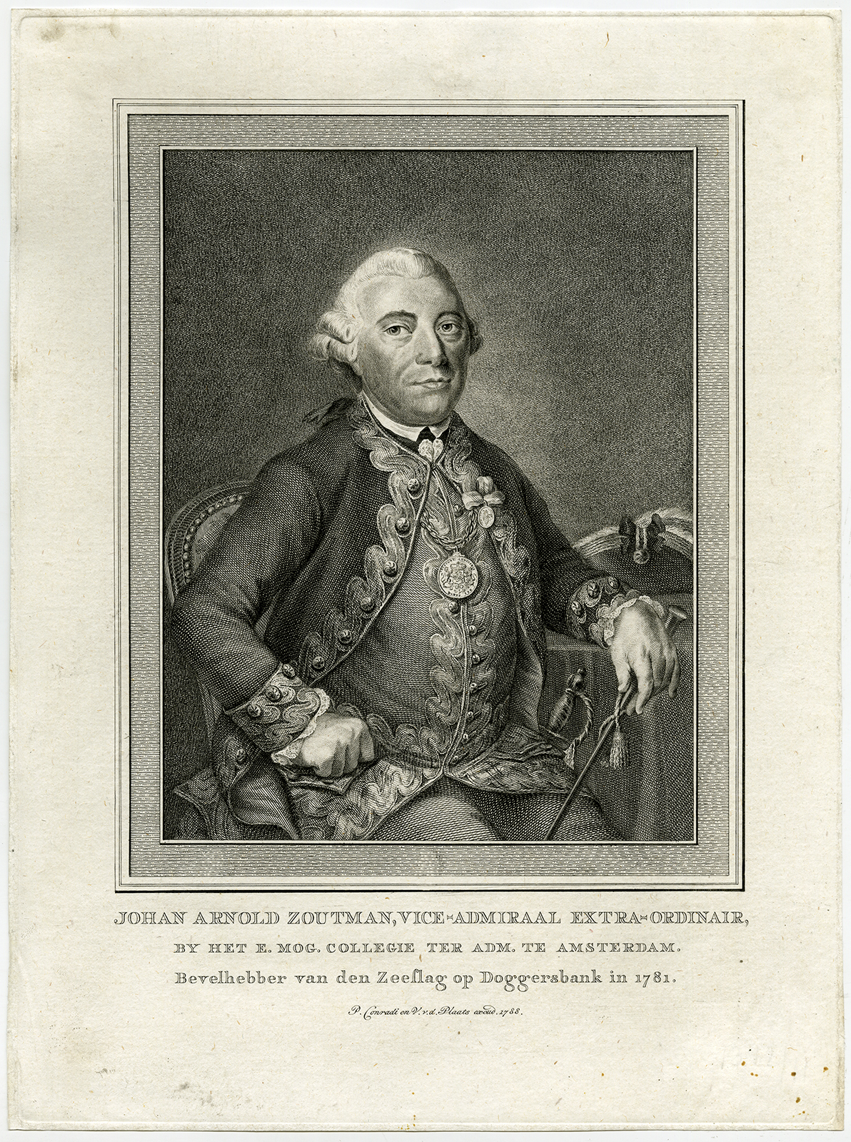, Antique Print-JOHAN ARNOLD ZOUTMAN-ADMIRAL-DOGGERSBANK-De la Croix-Vinkeles-1788, Pictura Antique Prints