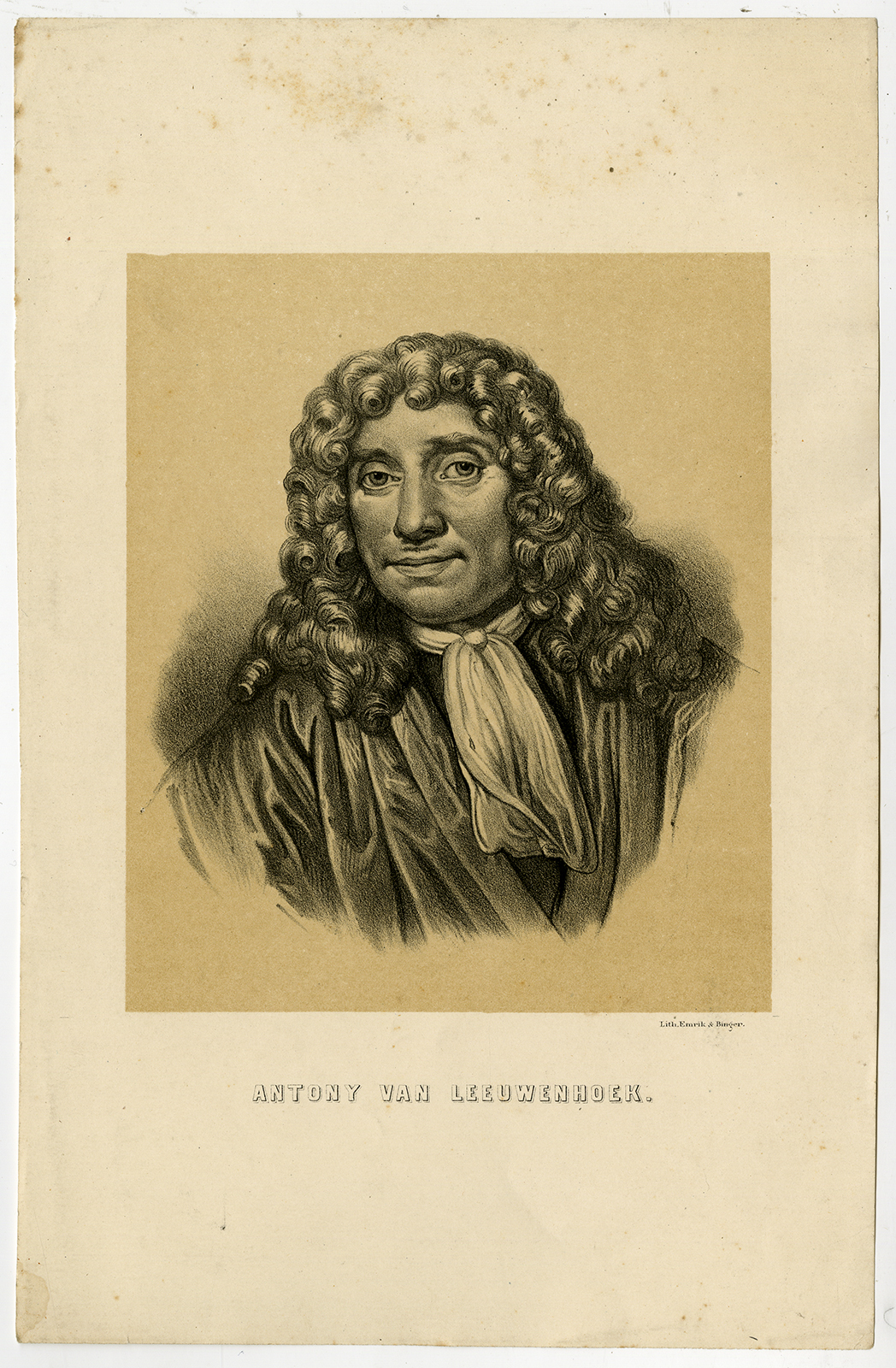 , Antique Print-ANTONI VAN LEEUWENHOEK-MICROSCOPE-Emrik-Binger-1875, Pictura Antique Prints