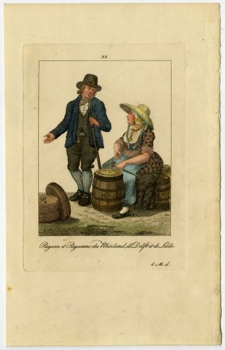 Antique Print-COSTUME-ZUID HOLLAND-RIJNLAND-Maaskamp-1814