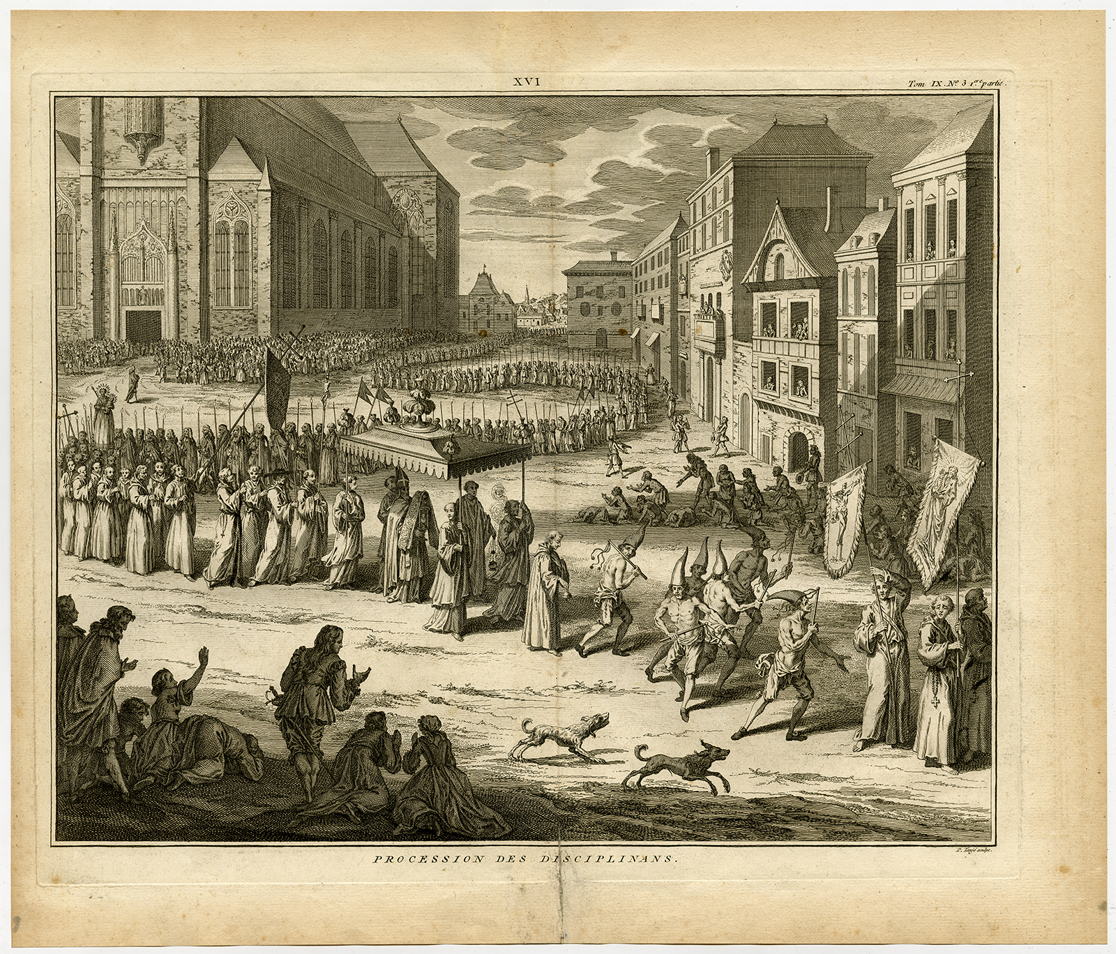 , Antique Print-PROCESSION-FLAGGELANT-BISHOP-PRAYER-Tanje-1723, Pictura Antique Prints