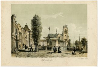 Antique Print-DORDRECHT-HARBOR-GROTE KERK-Mieling-ca. 1845