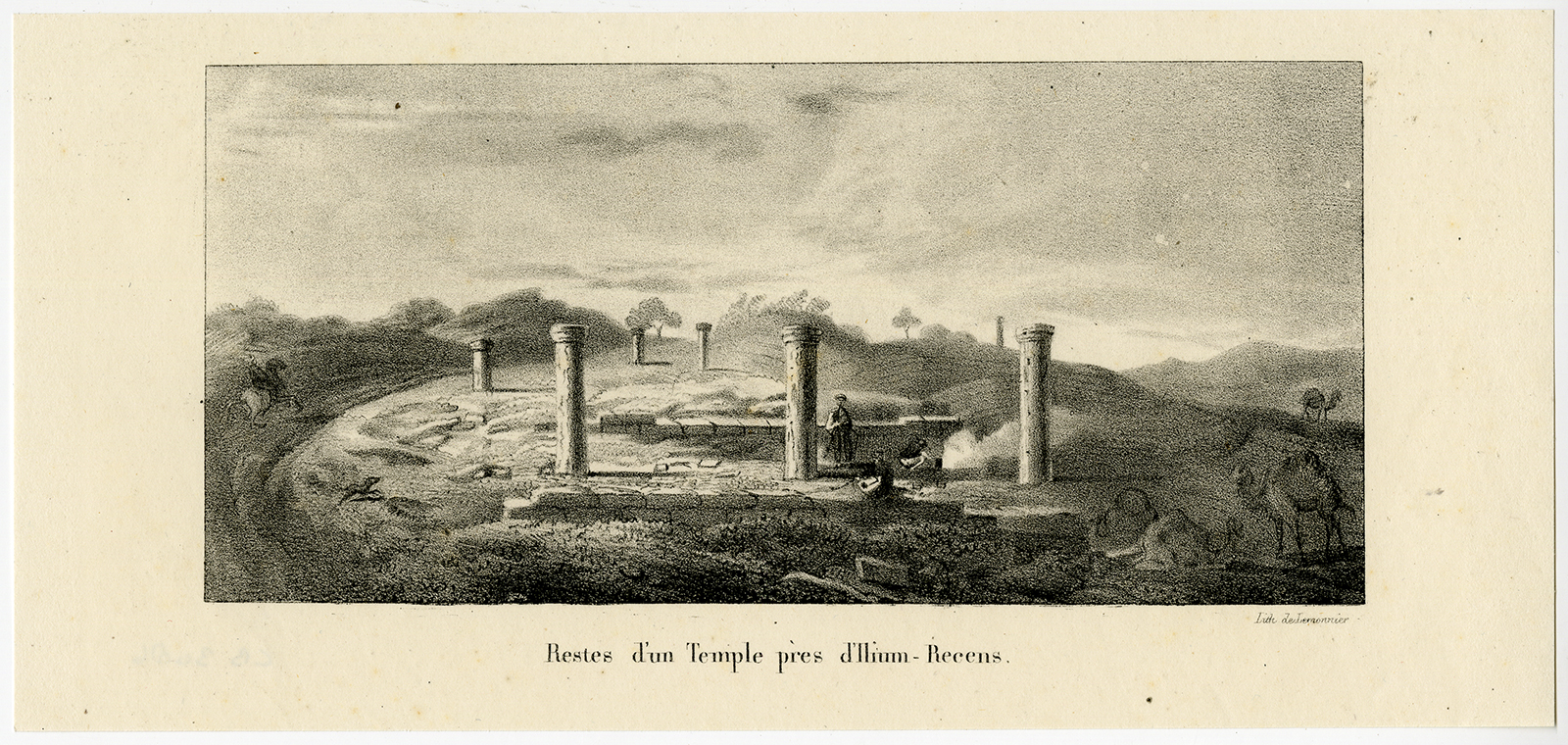 , Antique Print-TROY-TEMPLE-RUIN-HISARLIK-Choiseul-Melling-Goubaud-1822, Pictura Antique Prints