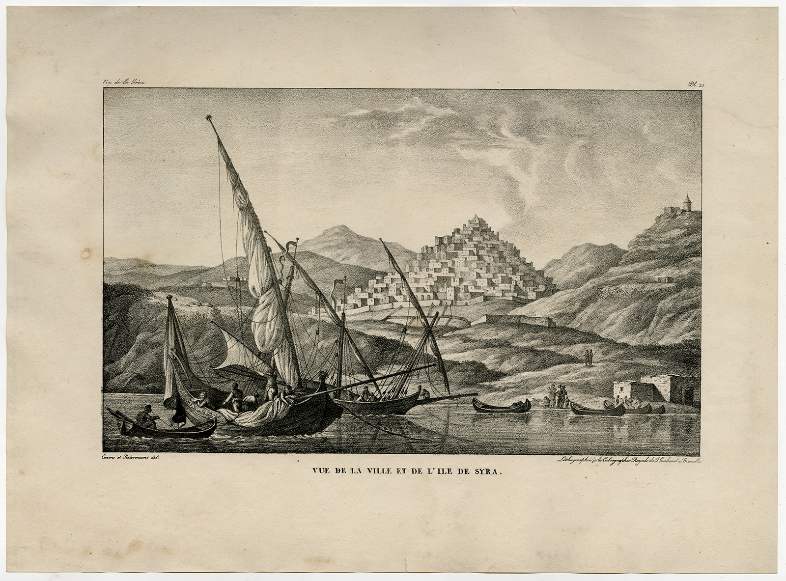 , Antique Print-SYROS-ERMOUPOLIS-AEGEAN-Choiseul-Melling-Goubaud-1822, Pictura Antique Prints