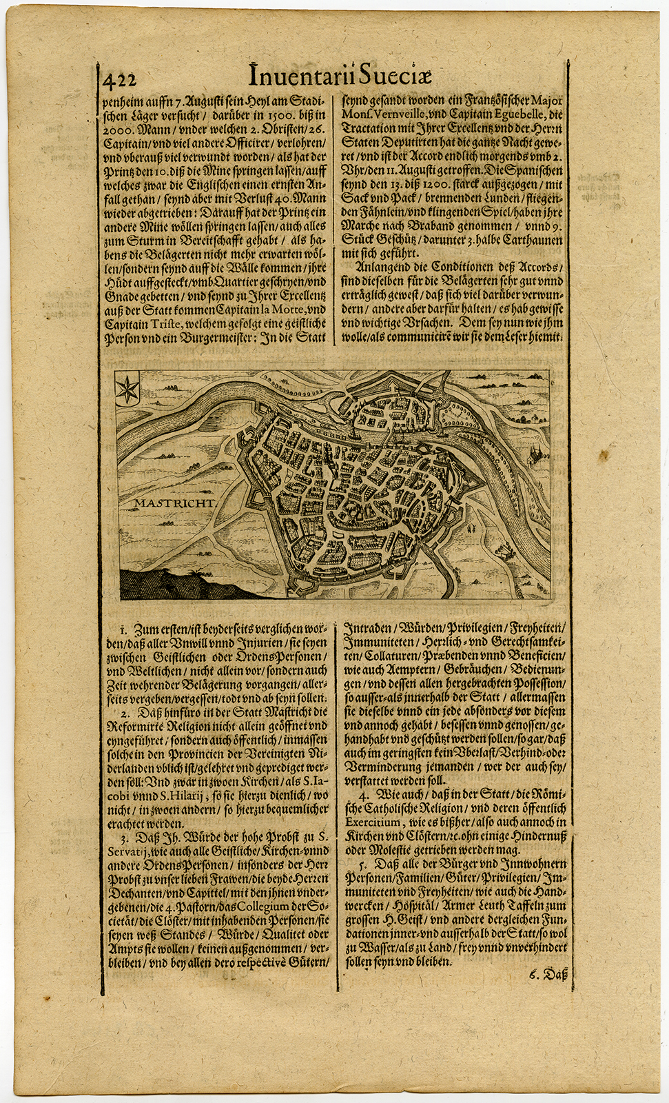 , Antique Print-MAASTRICHT-LIMBURG-PLAN-Hulsius-Gottfried-1632, Pictura Antique Prints
