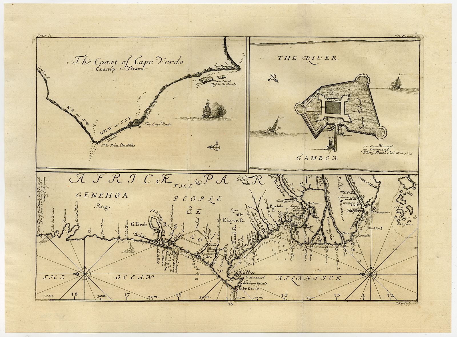 , Antique Print-CAPE VERDE-SANTIAGO-PRAIA-GOEREE-Barbot-Churchill-Kip-1732, Pictura Antique Prints