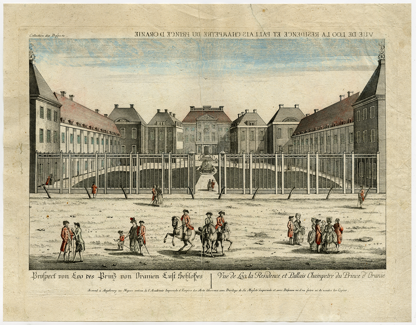 , Optical Antique Print-LOO-PALACE-ORANGE-NASSAU-APELDOORN-Leizelt-c.1770, Pictura Antique Prints