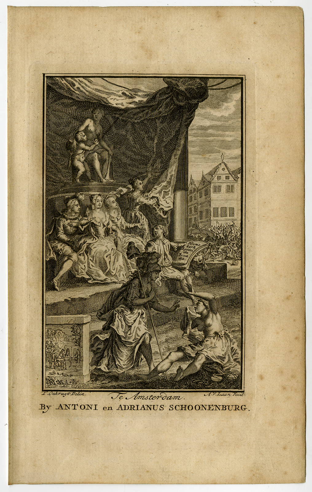 , Antique Print-FRONTISPIECE-ALLEGORY-FIGHTING MASSES-Heemskerk-van Laan-1765, Pictura Antique Prints