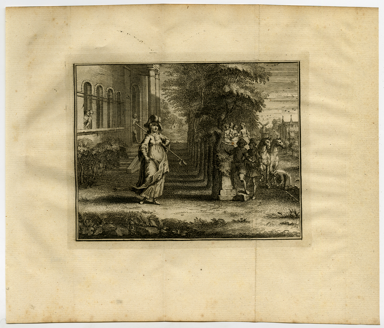 , Antique Print-GENRE-SHEPERDESS-GARDEN-Heemskerk-van Laan-1765, Pictura Antique Prints