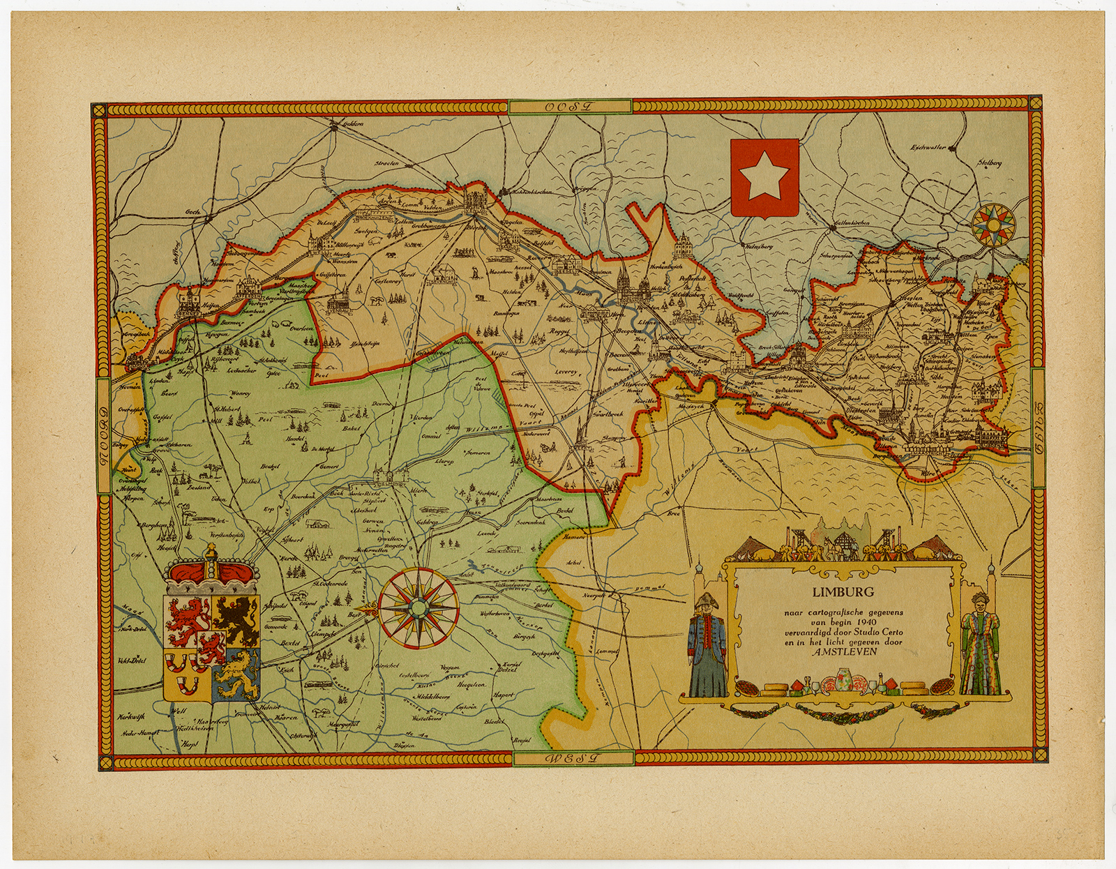 , Antique Print-LIMBURG-NETHERLANDS-COAT OF ARMS-Studio Certo-1947, Pictura Antique Prints
