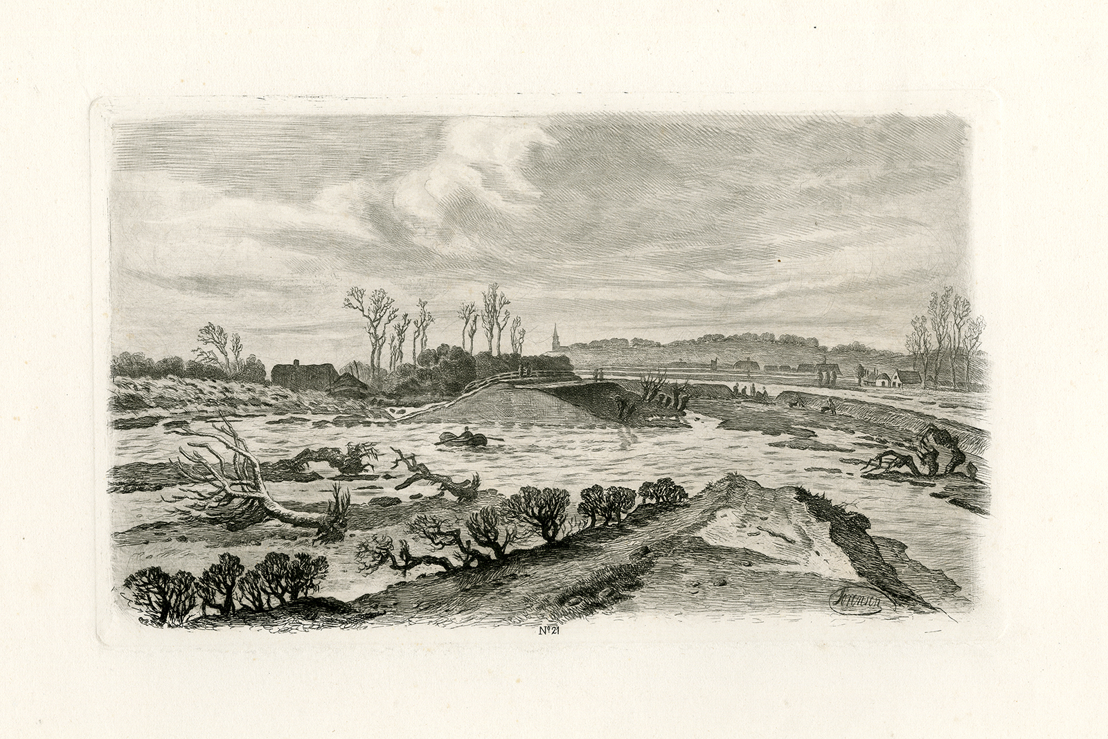 , Antique Print-BREAKTHROUGH-BETUWE-BANDIJK-INGEN-LINGE-BUREN-Sorensen-1855, Pictura Antique Prints