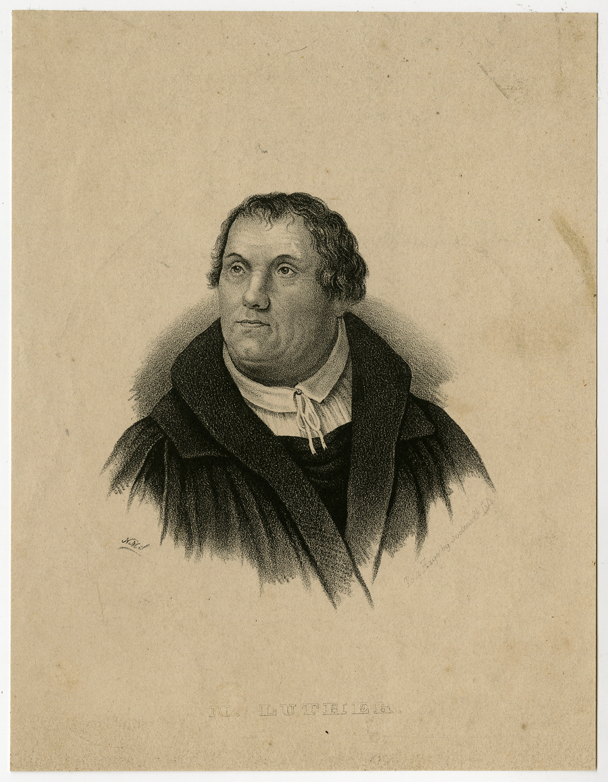 , Antique Print-PORTRAIT-MARTIN LUTHER-NMS-1840, Pictura Antique Prints