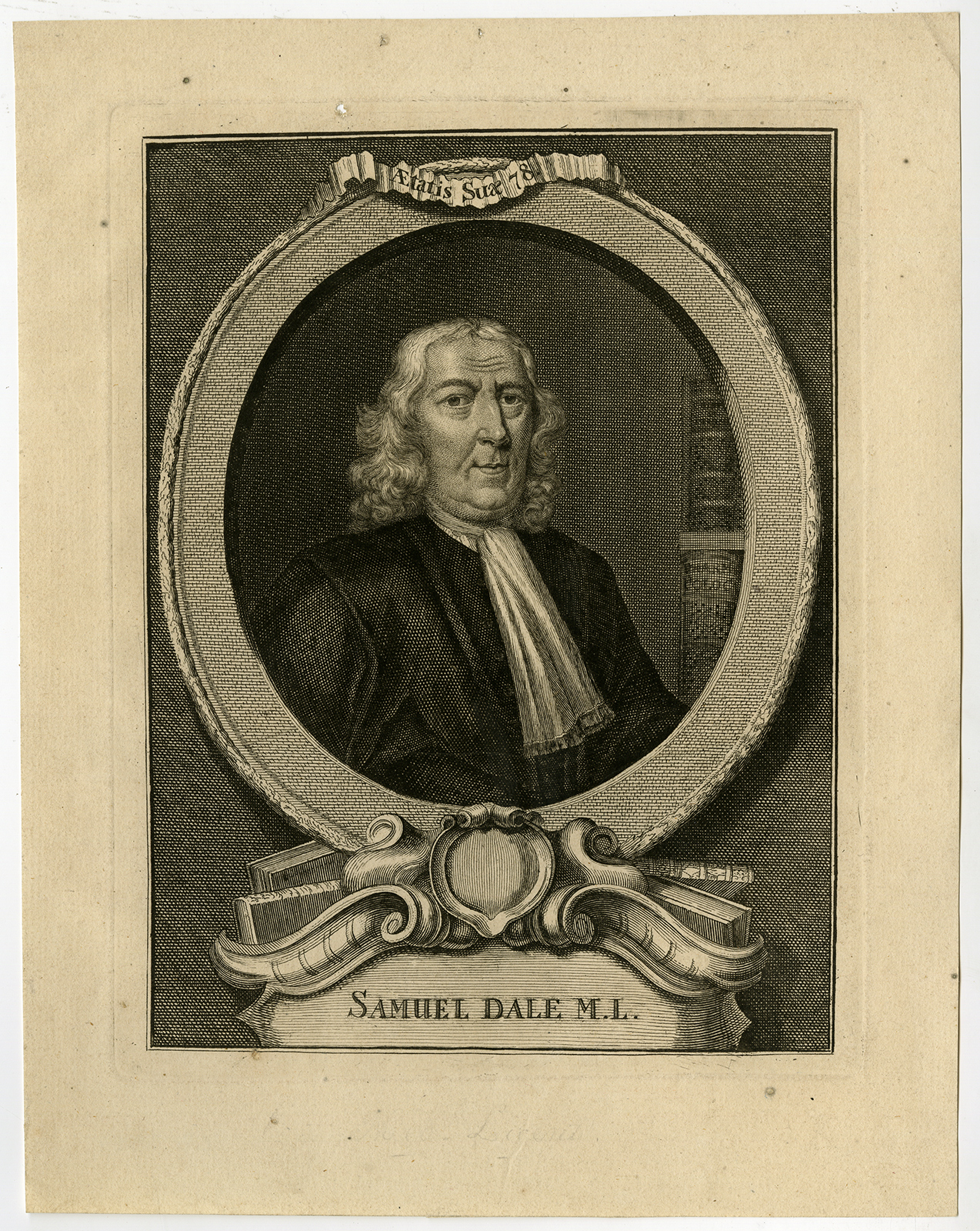 , Antique Print-PORTRAIT-SAMUEL DALE-PHARMACOLOGIA-Anonymous-ca. 1750, Pictura Antique Prints