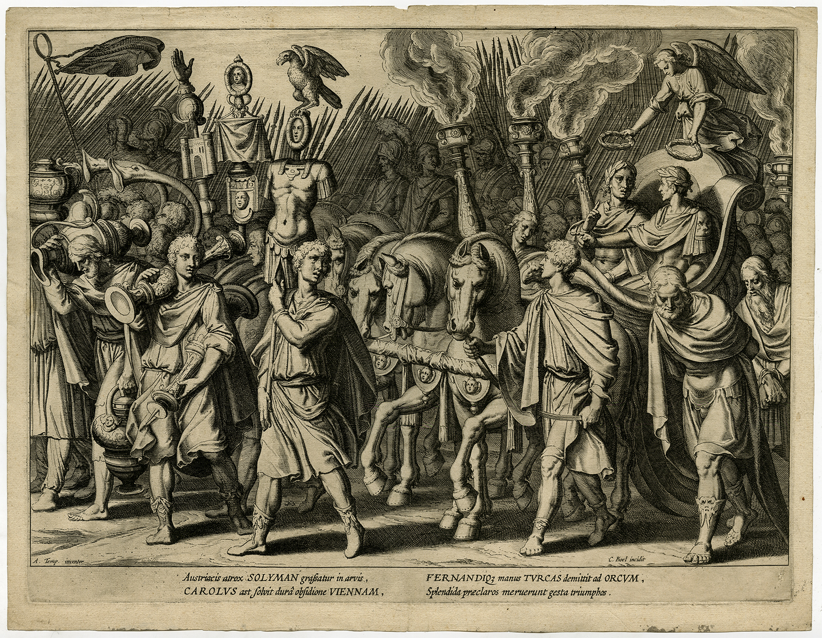 , Antique Print-HISTORY-CHARLES V-LIBERATION VIENNA-Tempesta-Boel-1614, Pictura Antique Prints