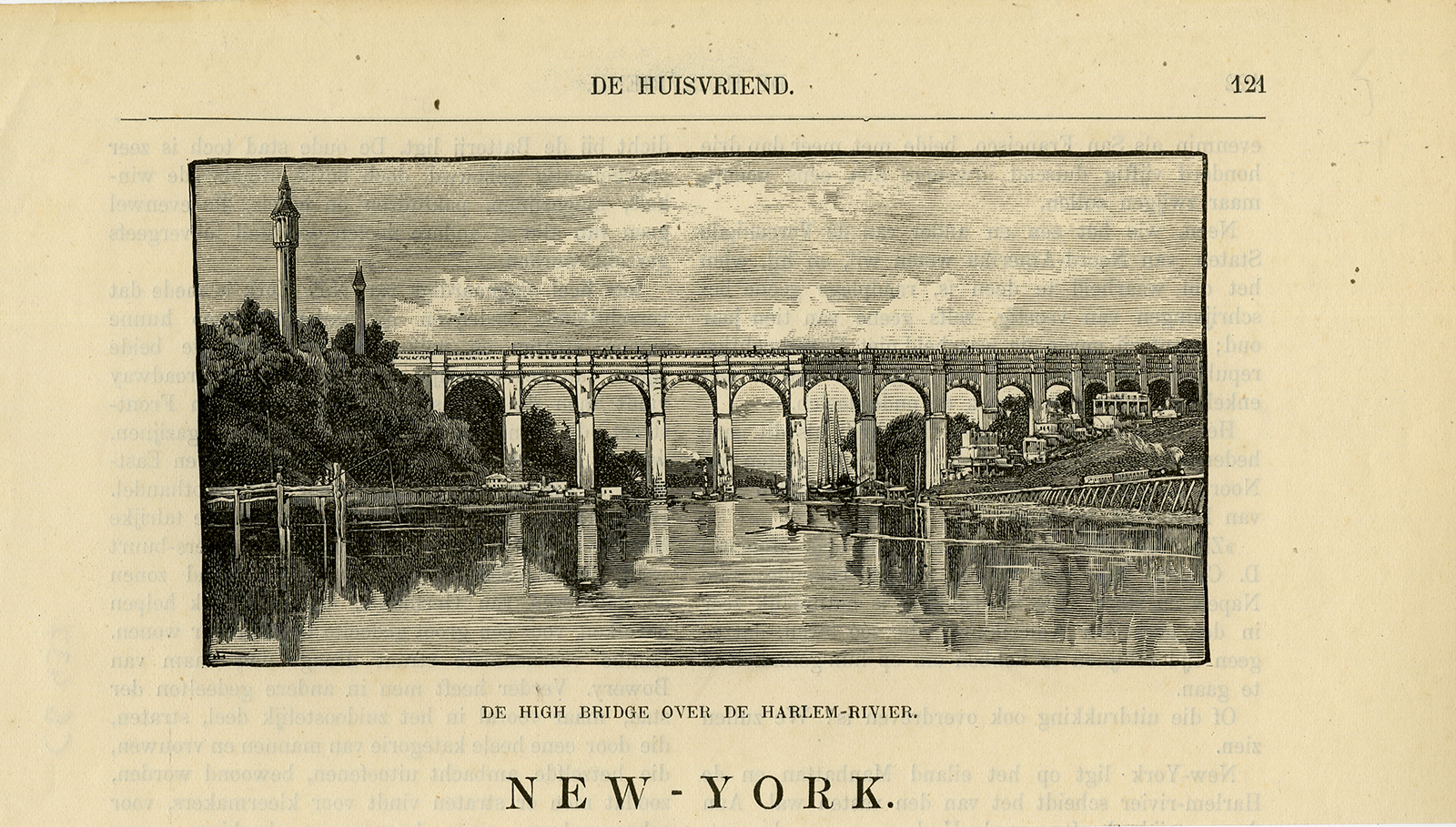 , Antique Print-HIGH BRIDGE-HARLEM RIVER-NEW YORK-Anonymous-ca. 1880, Pictura Antique Prints