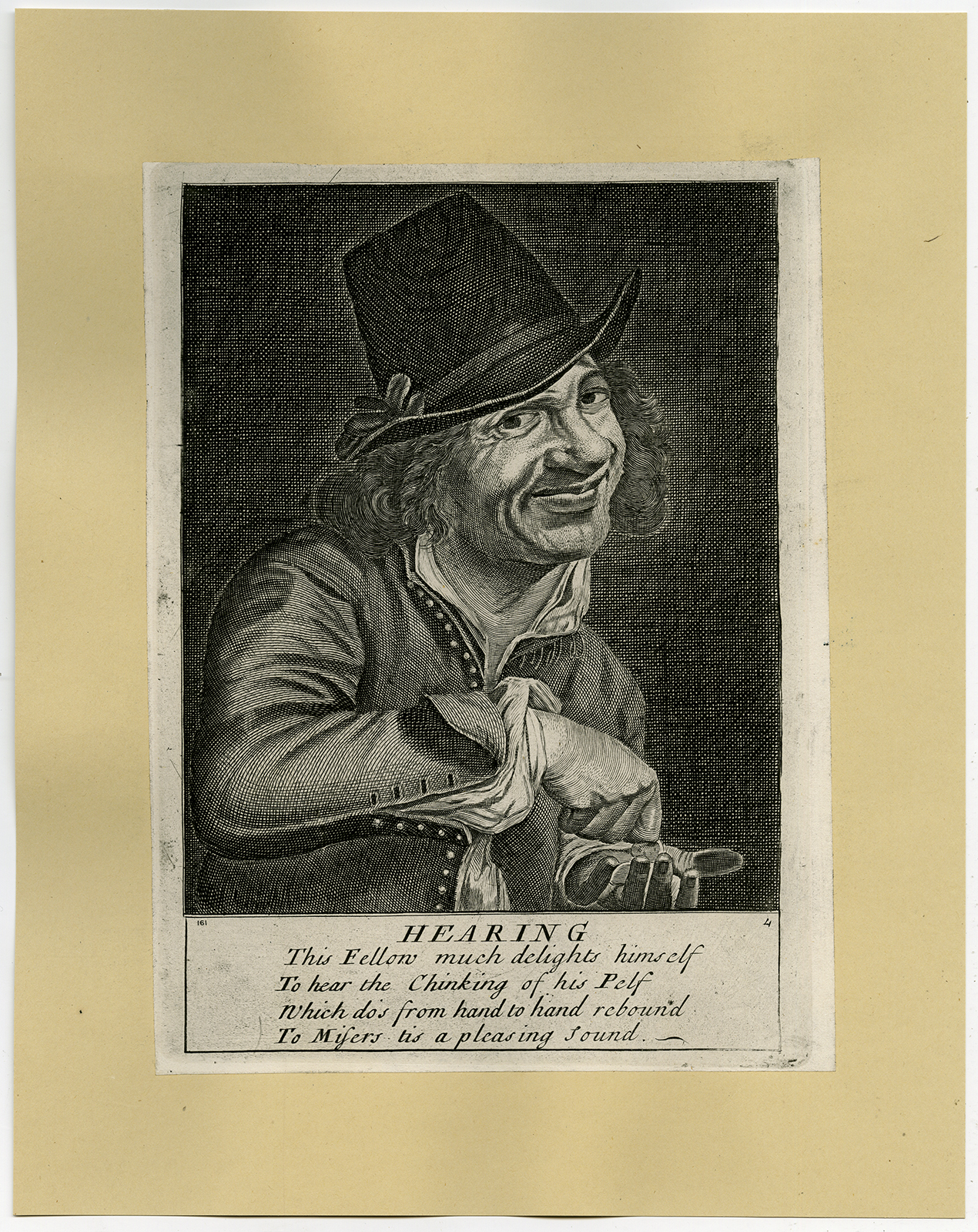 , 5 Antique Prints-GENRE-SENSES-Blooteling-ca. 1791-1796, Pictura Antique Prints
