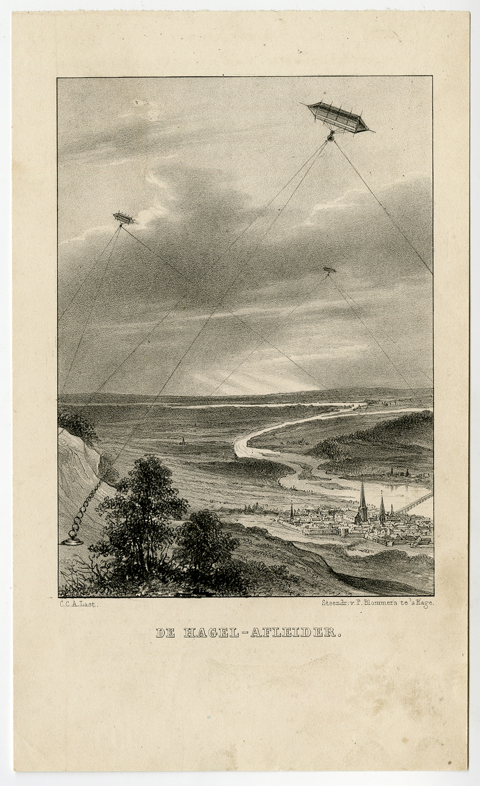 , Antique Print-SCIENCE-HAIL PREVENTION-Last-ca. 1850, Pictura Antique Prints