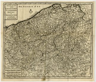 Antique Print-MAP-COUNTY-FLANDERS-ARTOIS-HAINAULT-AMSTERDAM-Tirion-c. 1760