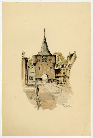 Original Print-ELBURG-VISCHPOORT-FISH GATE-NETHERLANDS-Buhl (?)-ca. 1980