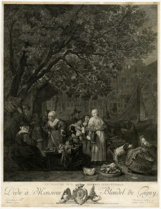 Antique Master Print-MARKET-HERB-VEGETABLE-AMSTERDAM-Metsu-David-1775