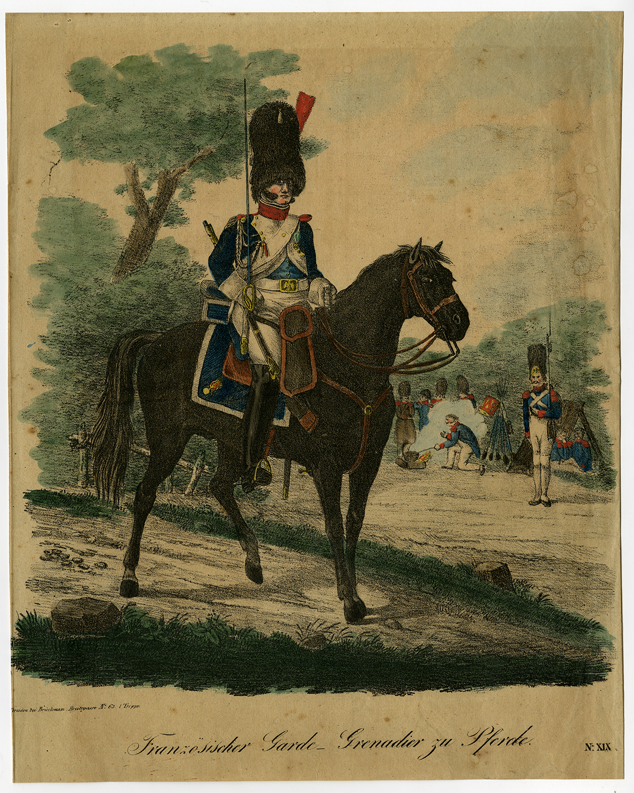 Cb581 416x520 Antique Print-FRENCH-GUARD-GRENADIER-HORSEBACK-NAPOLEON ARMY-Bruckman-c.1810