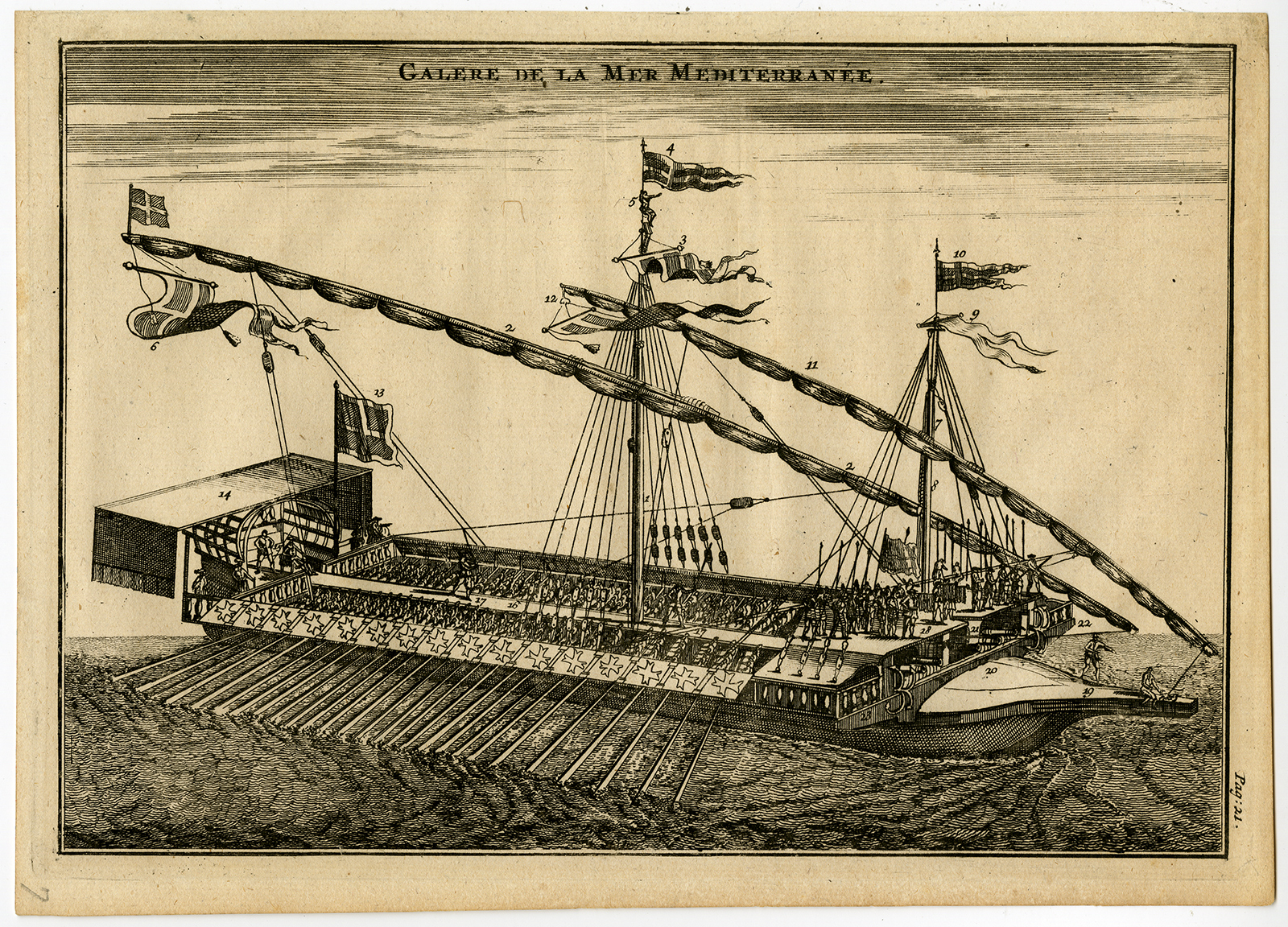, Antique Print-GALLEY-ROW-GUIDE-MEDITERRANEAN-Mortier-1718, Pictura Antique Prints