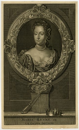 Antique Print-PORTRAIT-QUEEN MARY-GREAT BRITAIN-van der Werff -Desrochers-1697
