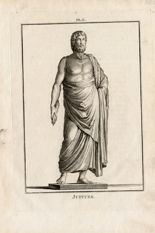, Antique Print-MYTHOLOGY-ROMAN GODS-JUPITER-1810, Pictura Antique Prints