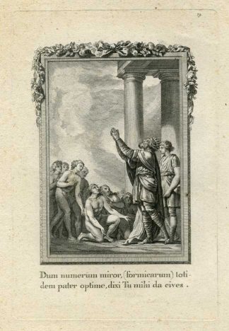 Antique Print-MYTHOLOGY-AEACUS-AEGINA-MYRMIDONS-1799