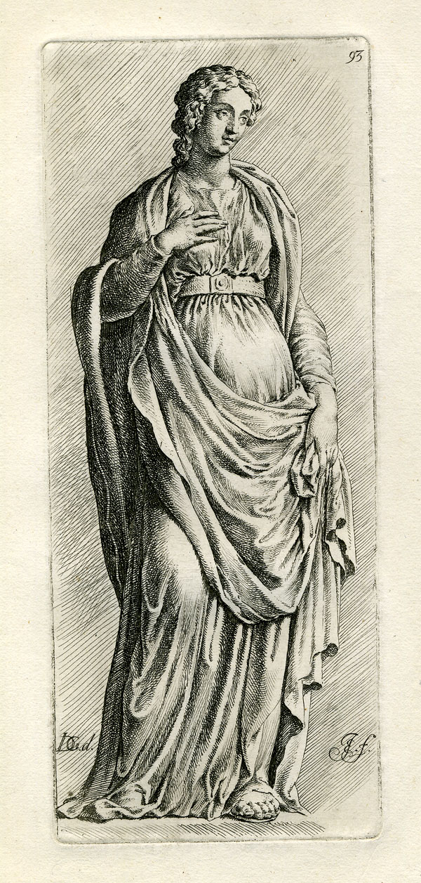 , Antique Print-FEMALE-SCULPTURE-Pl. 93-Jan de Bisschop-1668, Pictura Antique Prints