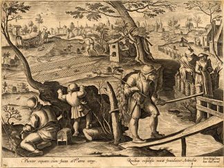 Antique Hunting Print-FINCHES-Collaert-Stradanus-1650