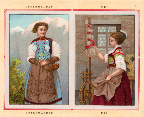 , Antique Costume Print-UNTERWALDEN-URI-SWITZERLAND-1892, Pictura Antique Prints