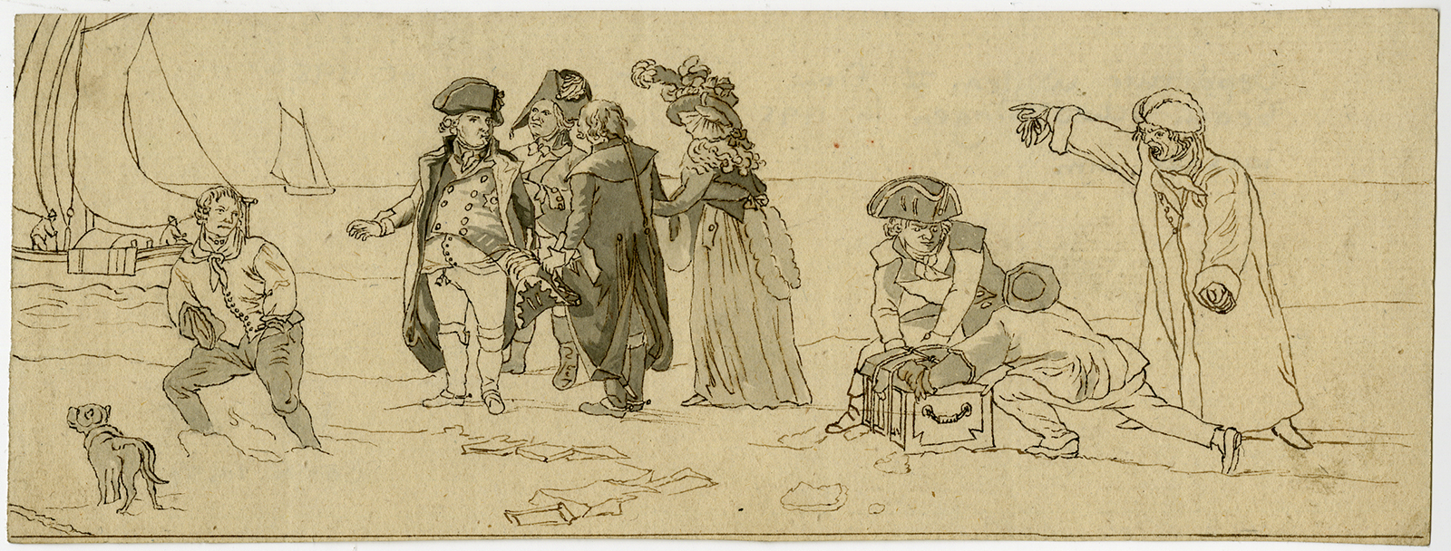, Antique Drawing-WILLIAM V-DEPARTURE-SCHEVENINGEN-REPUBLIC-Langendijk-ca. 1800, Pictura Antique Prints