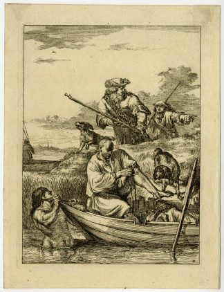 Antique Print-GENRE-HUNTING-FISHING-Hooghe-ca. 1670