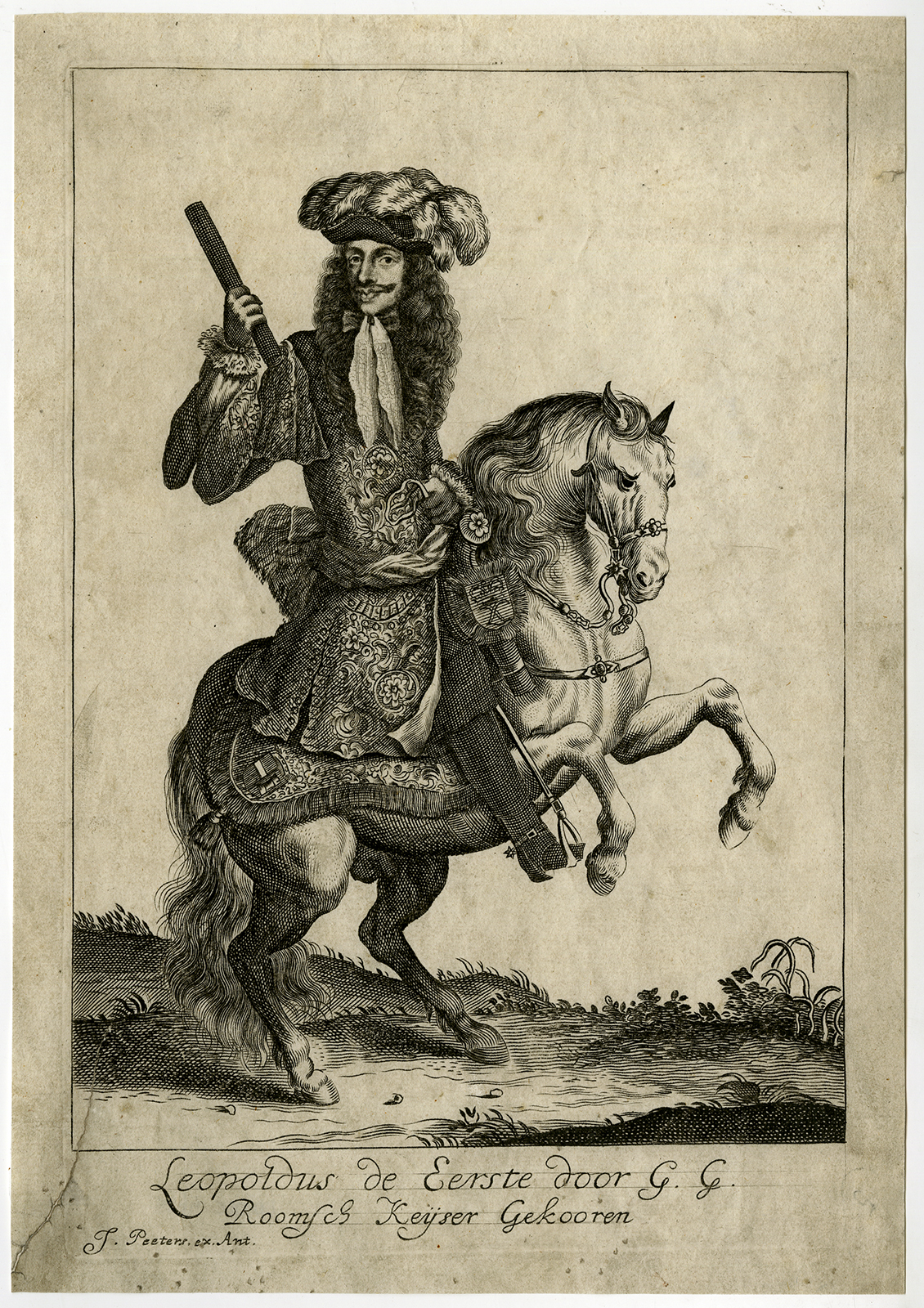 , Antique Print-PORTRAIT-EMPEROR LEOPOLD I-HORSE-Peeters-ca. 1670, Pictura Antique Prints