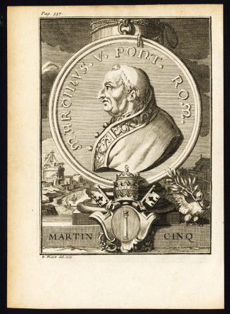 Antique Print-POPE MARTIN V-PORTRAIT-Picart-1714