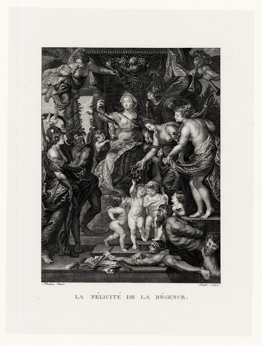 , Antique Print-RUBENS-LA FELICITE DE LA REGENCE-PAINTING-Duthee-1873, Pictura Antique Prints