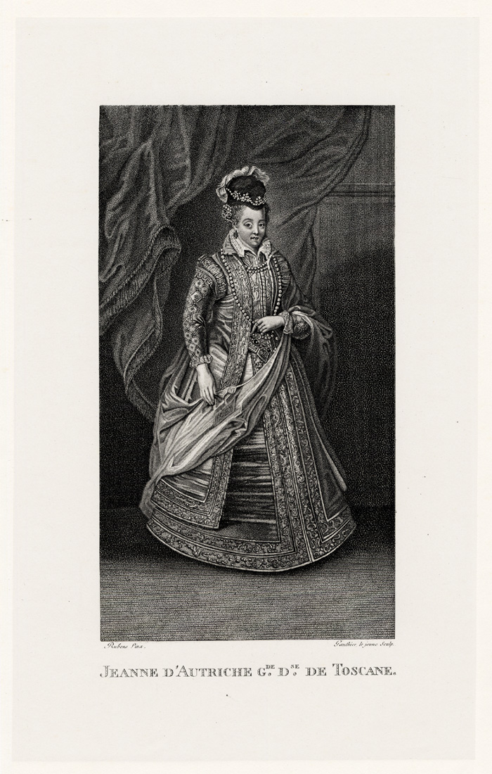 , Antique Print-PORTRAIT OF JOANNA OF AUSTRIA-Gauthier-1873, Pictura Antique Prints