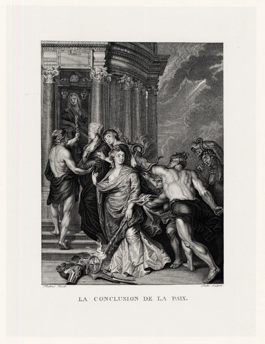 , Antique Print-RUBENS-LA CONCLUSION DE LA PAIX-MARIE DE MEDICI-MERCURY-Duthe-1873, Pictura Antique Prints
