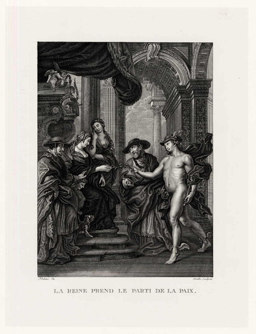 , Antique Print-RUBENS-REINE PREND LE PARTI DE LA PAIX-MARIE DE MEDICI-Duthe-1873, Pictura Antique Prints