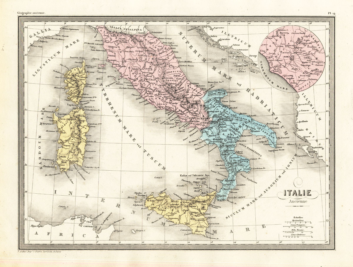 Lb4177 416x315 Antique Map-ANCIENT ITALY-SICILY-Malte-Brun-Sarrazin-1880